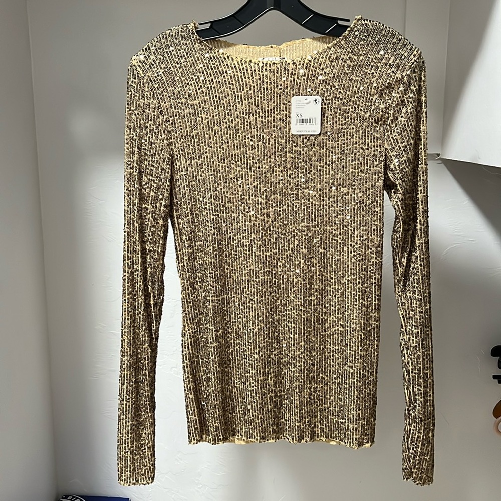 Free people gold sequin top XS